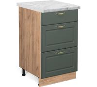 Vicco meuble cuisine Fame-Line, 50 cm , PT Marbre, Vert Or Campagne/Chêne de force doré