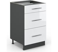 Vicco meuble cuisine Fame-Line, 50 cm sans plan de travail, Blanc Haute brillance/Anthracite