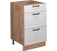 Vicco Meuble cuisine Fame-Line, 50cm sans PT, Blanc campagne/Chêne de force doré