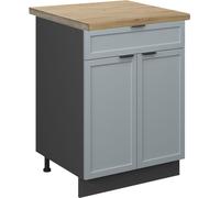 Vicco Meuble cuisine Fame-Line, 60 cm avec tiroir, PT Chêne, Bleu clair-gris/Anthracite
