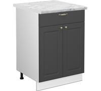Vicco meuble cuisine Fame-Line, 60 cm avec tiroir, PT Marbre, Anthracite-or/Blanc