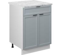 Vicco Meuble cuisine Fame-Line, 60 cm avec tiroir, PT Marbre, Bleu clair-gris/Blanc