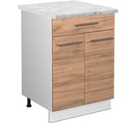 Vicco meuble cuisine Fame-Line, 60 cm avec tiroir, PT Marbre, Chêne de force doré/Blanc