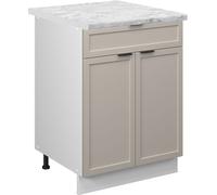 Vicco Meuble cuisine Fame-Line, 60 cm avec tiroir, PT Marbre, GrisBeige/Blanc