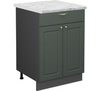 Vicco meuble cuisine Fame-Line, 60 cm avec tiroir, PT Marbre, Vert Or Campagne/Anthracite