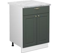 Vicco meuble cuisine Fame-Line, 60 cm avec tiroir, PT Marbre, Vert Or Campagne/Blanc