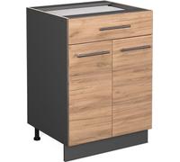Vicco Meuble Cuisine Fame-Line, Chêne de Force doré/Anthracite, 60 cm avec tiroir, sans Plan de Travail