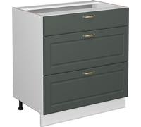 Vicco meuble cuisine Fame-Line, Vert Or Campagne, 80 cm avec 3 tiroirs, sans plan de travail