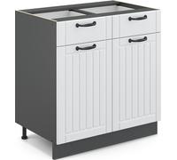 Vicco Meuble Cuisine Fame-Line, Blanc Campagne/Anthracite, 80 cm sans Plan de Travail