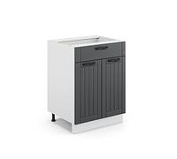 Vicco Meuble Cuisine Fame-Line, Anthracite/Blanc, 60 cm avec tiroir, sans Plan de Travail