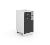Vicco Meuble Cuisine Fame-Line, Anthracite Haute Brillance, 40cm