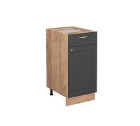 Vicco Meuble Cuisine Fame-Line, Anthracite-Or, 40cm | Façade en MDF · Sans plan de travail · Pieds réglables en hauteur · Poignées en métal · Fermeture douce