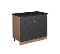 Vicco Meuble Cuisine Fame-Line, Anthrazit-Gold Landhaus/Chêne doré, 100cm