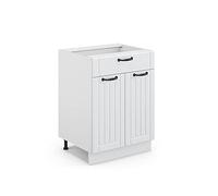 Vicco Meuble Cuisine Fame-Line, Blanc Campagne, 60cm avec tiroir, sans PT, à Combiner avec d'autres modules de la série Fame-Line