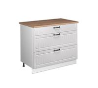 Vicco Meuble Cuisine Fame-Line, Blanc Campagne/Blanc, 100cm