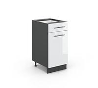 Vicco Meuble Cuisine Fame-Line, Blanc Haute Brillance, 40cm sans PT, à Combiner avec d'autres modules de la série Fame-Line