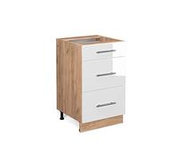 Vicco Meuble Cuisine Fame-Line, Blanc Haute Brillance, 50cm sans PT, à Combiner avec d'autres modules de la série Fame-Line