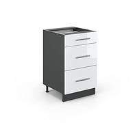 Vicco Meuble Cuisine Fame-Line, Blanc Haute Brillance, 50cm sans PT, à Combiner avec d'autres modules de la série Fame-Line