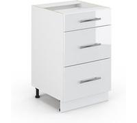 Vicco Meuble Cuisine Fame-Line, Blanc Haute Brillance/Blanc, 50 cm sans Plan de Travail