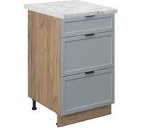 Vicco Meuble cuisine Fame-Line, Bleu clair-gris, 50cm , PT Marbre Bleu clair-gris G