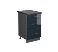 Vicco Meuble Cuisine Fame-Line, Bleu foncé Brillant, 50cm, PT Anthracite, à Combiner avec d'autres modules de la série Fame-Line