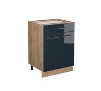 Vicco Meuble Cuisine Fame-Line, Bleu foncé Brillant, 60cm