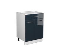 Vicco Meuble Cuisine Fame-Line, Bleu foncé Brillant, 60cm
