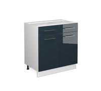 Vicco Meuble Cuisine Fame-Line, Bleu foncé Brillant, 80cm sans PT, à Combiner avec d'autres modules de la série Fame-Line