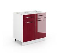 Meuble cuisine Fame-Line, 80cm sans PT, Rouge bordeaux Haute brillance/Blanc, Vicco 34781