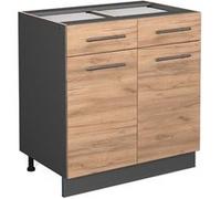 Meuble cuisine Fame-Line, 80cm sans PT, Chêne de force doré, Anthracite, Vicco