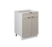 Vicco Meuble Cuisine Fame-Line, GrisBeige, 60cm | Façade en MDF · Sans plan de travail · Pieds réglables en hauteur · Poignées en métal · Fermeture douce