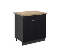 Vicco Meuble Cuisine Fame-Line, Noir rayé, 80cm