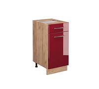 Vicco Meuble Cuisine Fame-Line, Rouge Bordeaux Haute Brillance, 40cm sans PT, à Combiner avec d'autres modules de la série Fame-Line