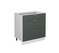 Vicco Meuble Cuisine Fame-Line, Vert Or Campagne, 80cm avec 3 tiroirs, sans PT, à Combiner avec d'autres modules de la série Fame-Line