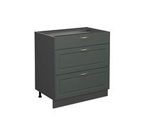 Vicco Meuble Cuisine Fame-Line, Vert Or Campagne, 80cm avec 3 tiroirs, sans PT, à Combiner avec d'autres modules de la série Fame-Line