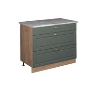 Vicco Meuble Cuisine Fame-Line, Vert Or Campagne/Chêne doré, 100cm
