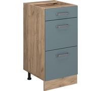 Vicco Meuble Cuisine R-Line, Bleu-Gris/Chêne de Force doré, 40 cm avec tiroirs, sans Plan de Travail