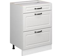 Vicco Meuble Cuisine R-Line, Blanc Campagne/Blanc, 60 cm avec tiroirs, sans Plan de Travail