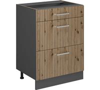 Vicco meuble cuisine R-Line, 60 cm avec tiroirs, sans plan de travail, Chêne Artisan/Anthracite