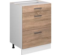 Meuble cuisine R-Line, 60cm avec tiroirs, sans PT, Sonoma, Blanc, Vicco