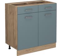 Vicco Meuble Cuisine R-Line, Bleu-Gris/Chêne de Force doré, 80 cm sans Plan de Travail