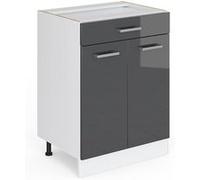 Vicco Meuble cuisine R-Line, Anthracite Haute brillance, 60cm avec tiroir, sans PT Anthracite Haute brillance G