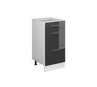 Vicco Meuble Cuisine R-Line, Anthracite Haute Brillance/Blanc, 40 cm avec tiroirs, sans Plan de Travail
