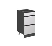 Vicco Meuble Cuisine R-Line, Blanc, 40cm | 3 Tiroirs · Sans plan de travail · Pieds réglables en hauteur · ✓ Accès facile · Librement combinable