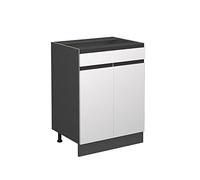 Vicco Meuble Cuisine R-Line, Blanc, 60cm J-Shape, avec tiroir, sans PT, pour Une Combinaison Libre au Sein de systèmes de Cuisine modulaires