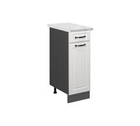 Vicco Meuble Cuisine R-Line, Blanc Campagne, 30cm PT Marbre
