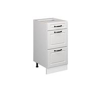 Vicco Meuble Cuisine R-Line, Blanc Campagne/Blanc, 40 cm avec tiroirs, sans Plan de Travail