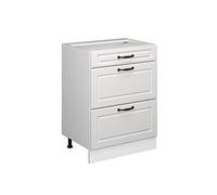 Vicco Meuble Cuisine R-Line, Blanc Campagne/Blanc, 60 cm avec tiroirs, sans Plan de Travail