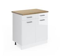 Vicco Meuble Cuisine R-Line, Blanc Haute Brillance, 80cm