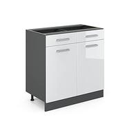 Vicco Meuble Cuisine R-Line, Blanc Haute Brillance, 80cm sans PT, pour Une Combinaison Libre au Sein de systèmes de Cuisine modulaires